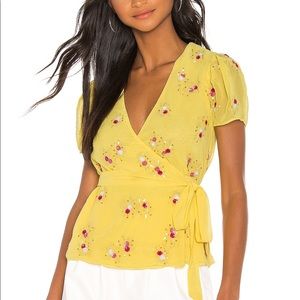 LPA Bello top, sequin on yellow. Summery blouse.
